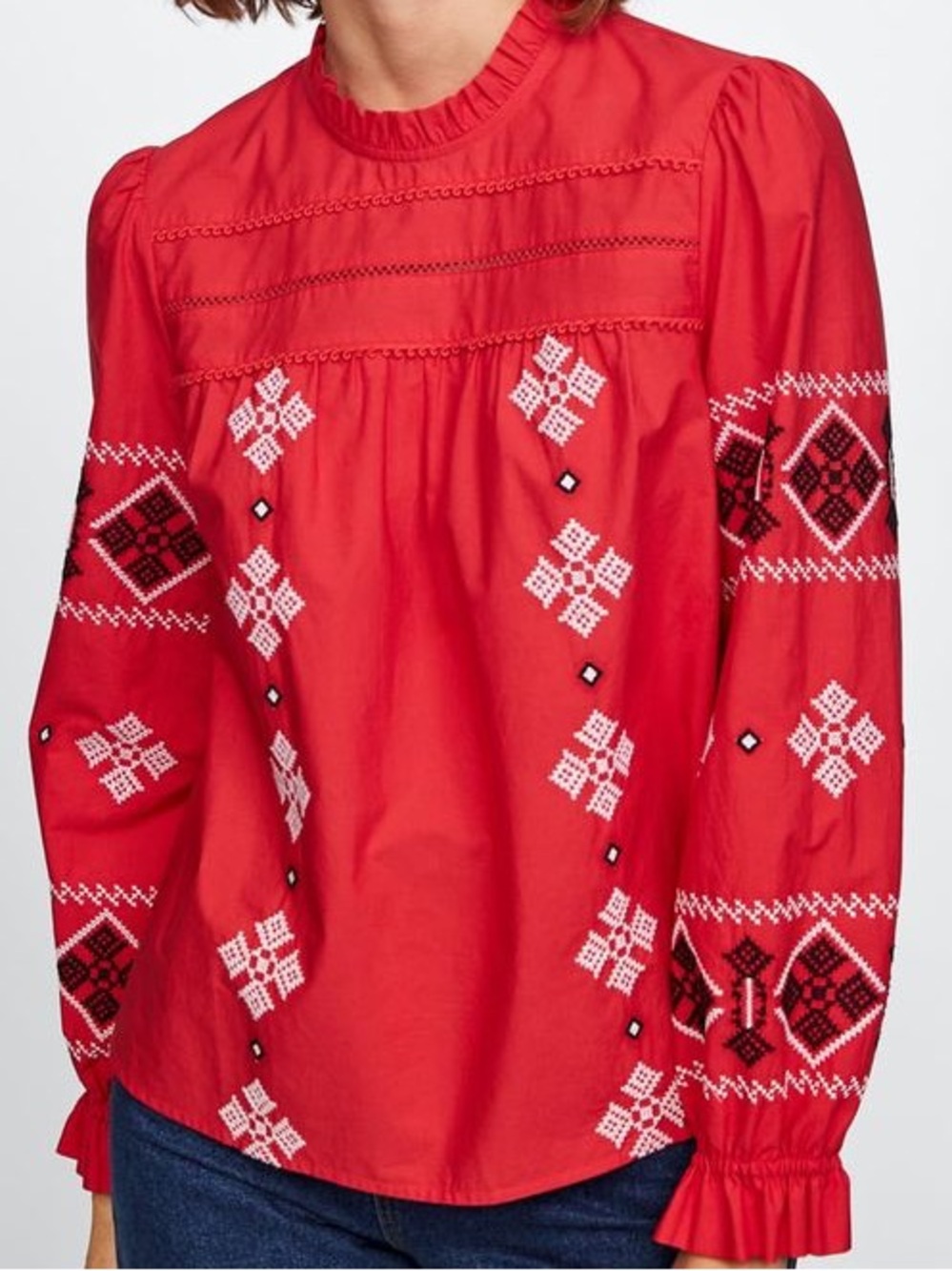 Embroidered Red Blouse - Picture 2 of 7